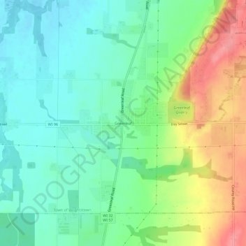 Mapa topográfico Greenleaf, altitude, relevo