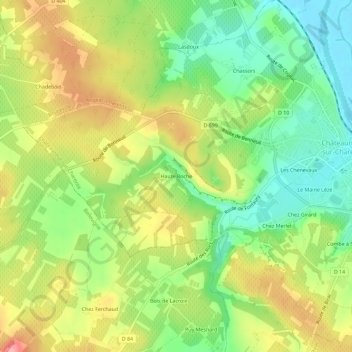 Mapa topográfico Haute Roche, altitude, relevo