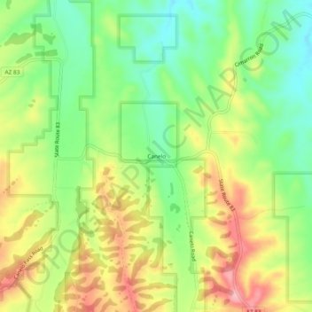 Mapa topográfico Canelo, altitude, relevo