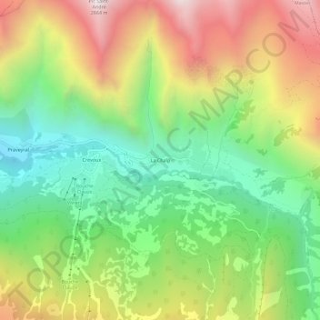 Mapa topográfico La Chalp, altitude, relevo