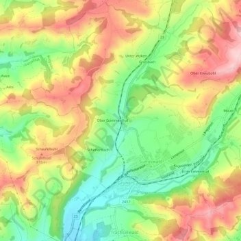 Mapa topográfico Gammenthal, altitude, relevo