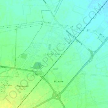 Mapa topográfico Rancho Nuevo, altitude, relevo