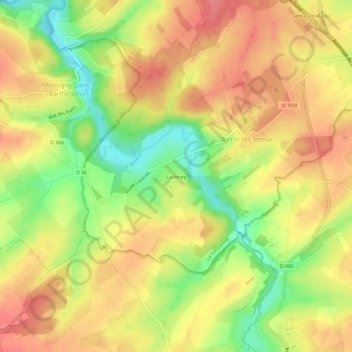 Mapa topográfico Lucenay, altitude, relevo