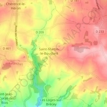 Mapa topográfico Le Gué, altitude, relevo