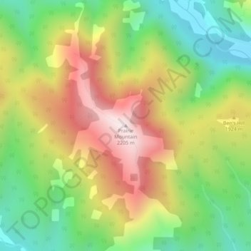 Mapa topográfico Prairie Mountain, altitude, relevo
