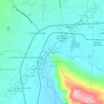 Mapa topográfico Sauce Rancho, altitude, relevo