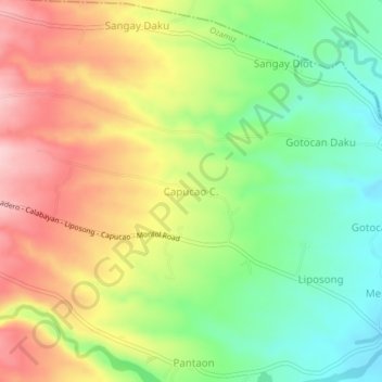 Mapa topográfico Capucao C., altitude, relevo