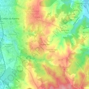 Mapa topográfico Lagoa Parceira, altitude, relevo