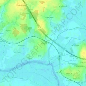 Mapa topográfico Le Fleau, altitude, relevo
