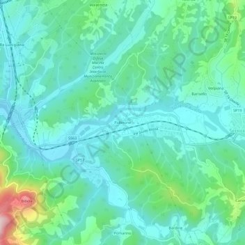 Mapa topográfico Pallerone, altitude, relevo