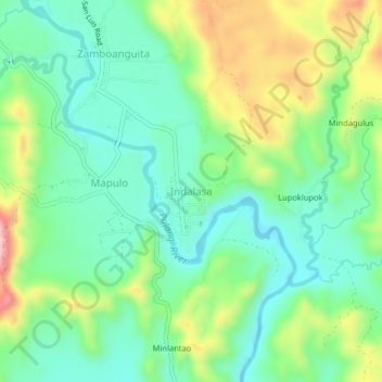 Mapa topográfico Indalasa, altitude, relevo
