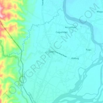 Mapa topográfico Tuao, altitude, relevo