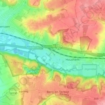 Mapa topográfico Vroenhof, altitude, relevo