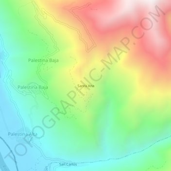 Mapa topográfico Santa Ana, altitude, relevo