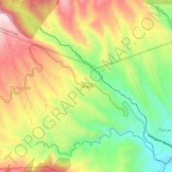 Mapa topográfico Timago, altitude, relevo