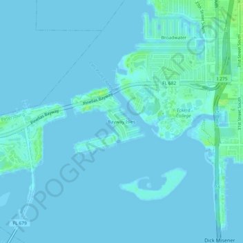 Mapa topográfico Bayway Isles, altitude, relevo