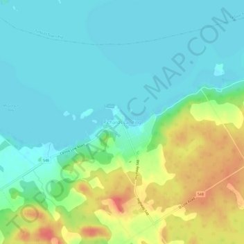 Mapa topográfico Richards Landing, altitude, relevo