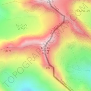 Mapa topográfico Nenskra, altitude, relevo