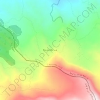Mapa topográfico Monte De Luz, altitude, relevo
