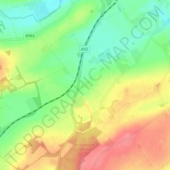 Mapa topográfico Brunton, altitude, relevo