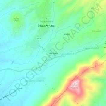 Mapa topográfico Sant'Agata, altitude, relevo