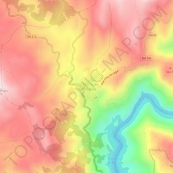 Mapa topográfico São Mamede de Ribatua, altitude, relevo
