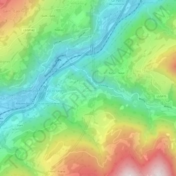 Mapa topográfico Gudon, altitude, relevo