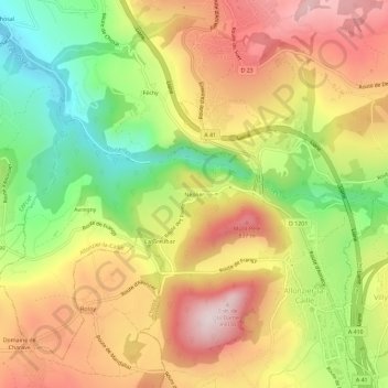 Mapa topográfico Néplier, altitude, relevo