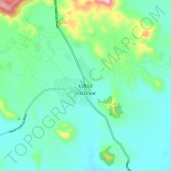 Mapa topográfico Injibara, altitude, relevo