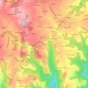 Mapa topográfico Le Payas, altitude, relevo