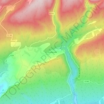 Mapa topográfico Font-Jouvale, altitude, relevo
