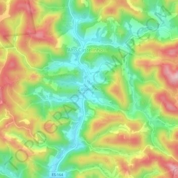 Mapa topográfico Castelinho, altitude, relevo