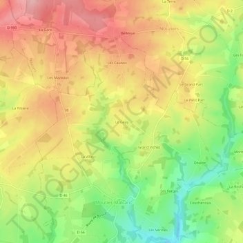 Mapa topográfico Le Geay, altitude, relevo