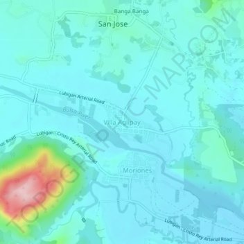 Mapa topográfico Villa Aglipay, altitude, relevo