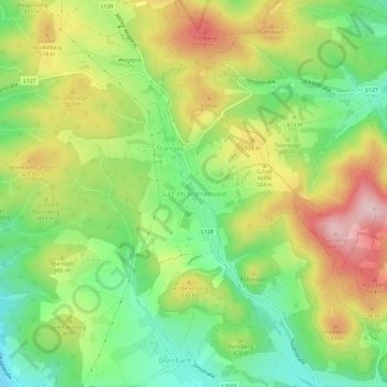 Mapa topográfico Sulz im Wienerwald, altitude, relevo