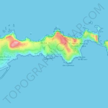 Mapa topográfico Quinta do Lorde, altitude, relevo