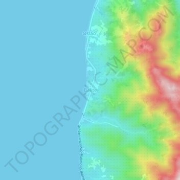 Mapa topográfico Balite, altitude, relevo