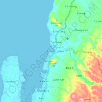 Mapa topográfico Ronda, altitude, relevo