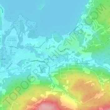 Mapa topográfico Knowlton, altitude, relevo
