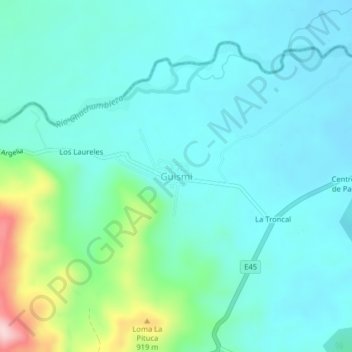 Mapa topográfico Guismi, altitude, relevo
