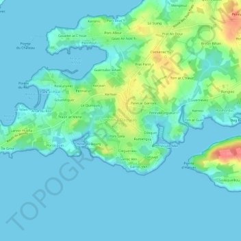 Mapa topográfico Le Bourg, altitude, relevo