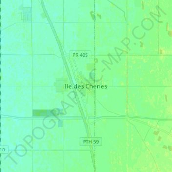 Mapa topográfico Ile des Chenes, altitude, relevo