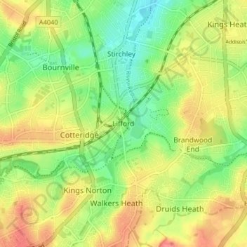 Mapa topográfico Lifford, altitude, relevo