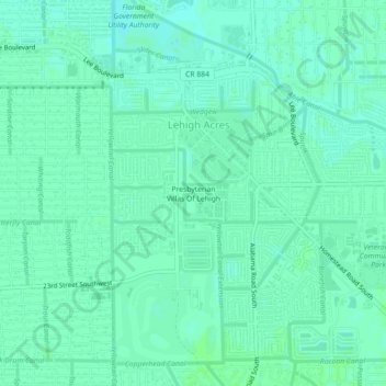 Mapa topográfico Presbyterian Villas Of Lehigh, altitude, relevo