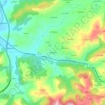 Mapa topográfico La Rotella, altitude, relevo