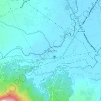 Mapa topográfico Nagwaling, altitude, relevo