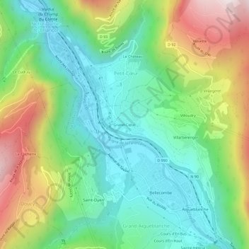 Mapa topográfico Grand-Cœur, altitude, relevo