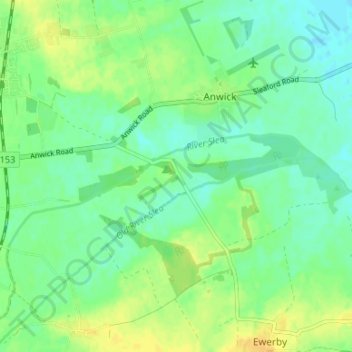 Mapa topográfico Haverholme, altitude, relevo