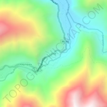 Mapa topográfico Chile, altitude, relevo