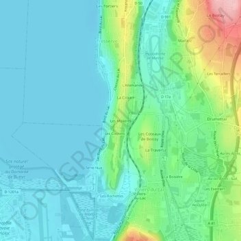 Mapa topográfico Les Molières, altitude, relevo